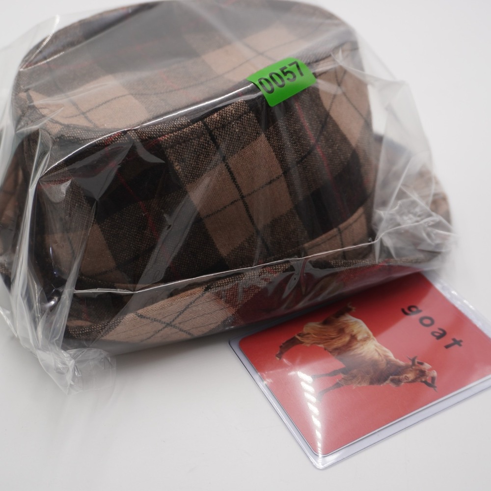 Quiksilver Plaid Wool Fedora Hat Size S/M Brown Tan Short Brim Trilby - Picture 8 of 8